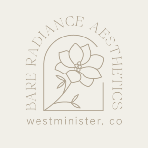Bare Radiance Aesthetics logo featuring a floral design, emphasizing aesthetics and beauty services in Westminster, CO.